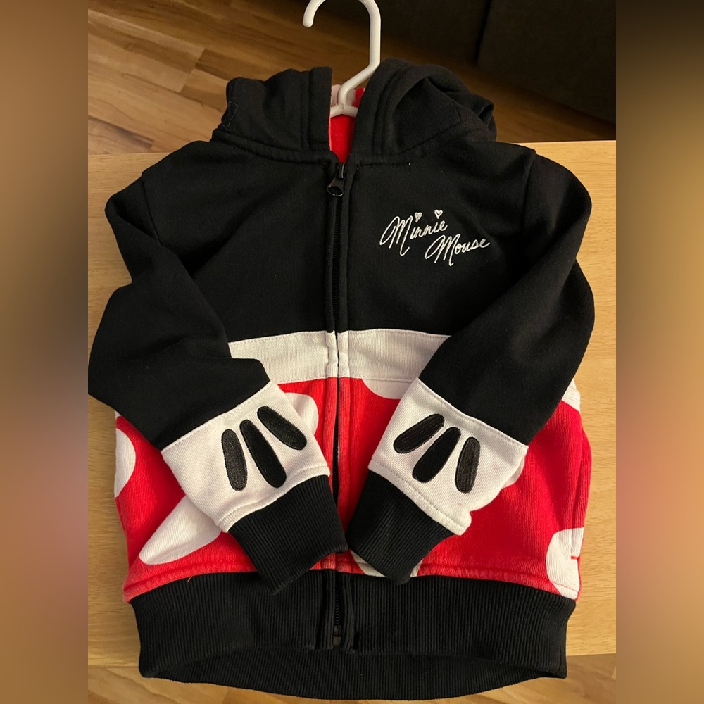 Minnie Mouse costume look zip up hoodie NWOT